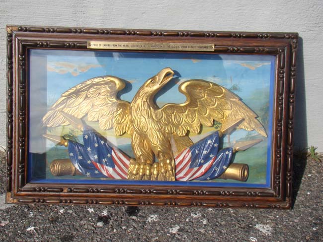 A carved eagle removed from the officer's wardroom of the Civil War U S Steam Frigate KEARSARGE
